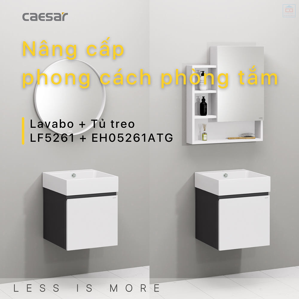 Tủ chậu treo tường Caesar LF5261 + EH05261ATGV