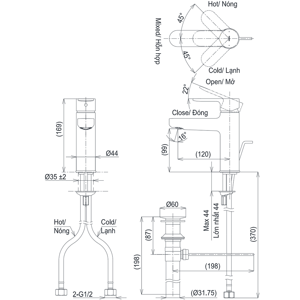 Bản vẽ kỹ thuật v&ograve;i chậu TOTO TLS06301V1