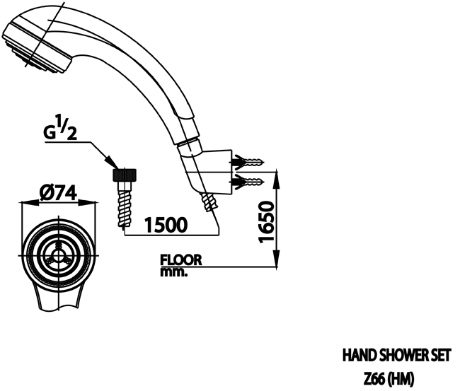 Thông số kỹ thuật bản vẽ dây bát sen Cotto Z66(HM)