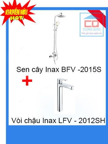 Bộ sản phẩm bao gồm: Vòi chậu Inax LFV-2012SH + Sen tắm BFV-2015S