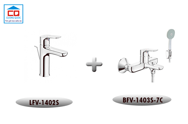 Bộ vòi chậu lavabo Inax LFV-1402S + Sen tắm Inax BFV-1403S-7C