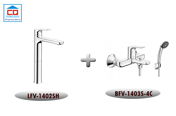 Bộ vòi chậu lavabo Inax LFV-1402SH + Sen tắm Inax BFV-1403S-4C
