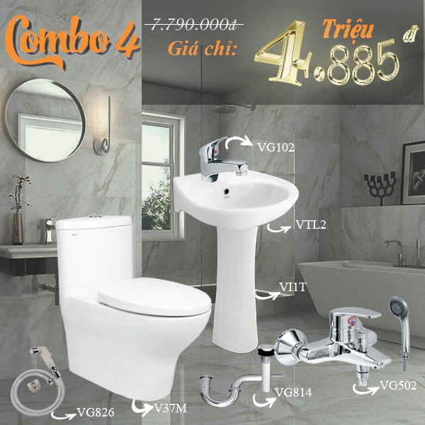 Bộ thiết bị vệ sinh Viglacera - Combo 4