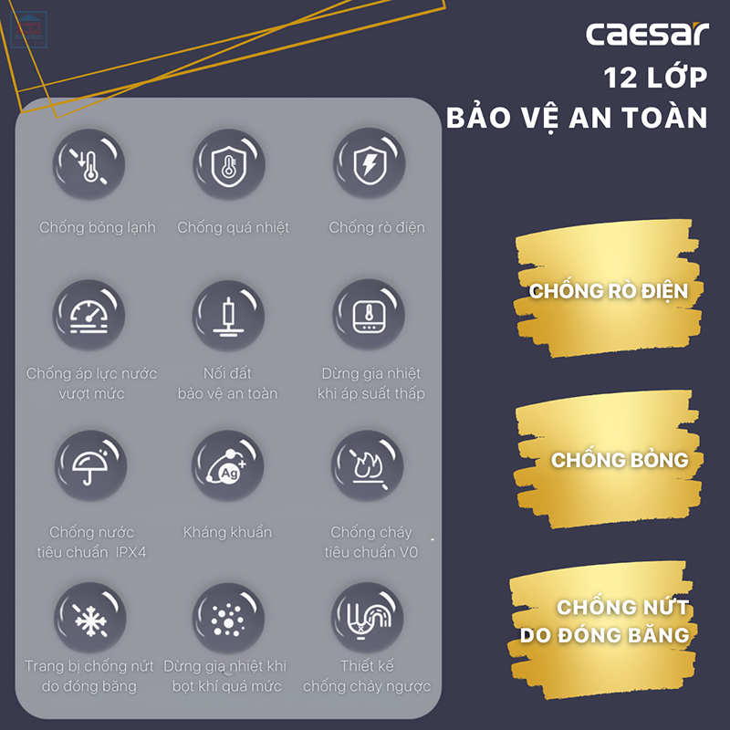 Công nghệ an toàn bồn cầu Caesar CA1389H