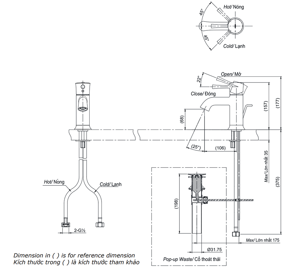 Bản vẽ kỹ thuật vòi chậu TOTO TLS02301V