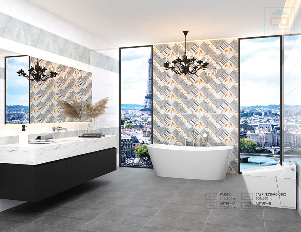 Phối cảnh gạch ốp tường Paris C