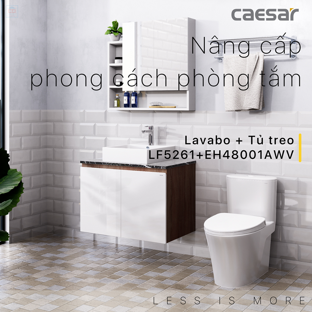 Tủ chậu lavabo Caesar LF5261 + EH48001AWV
