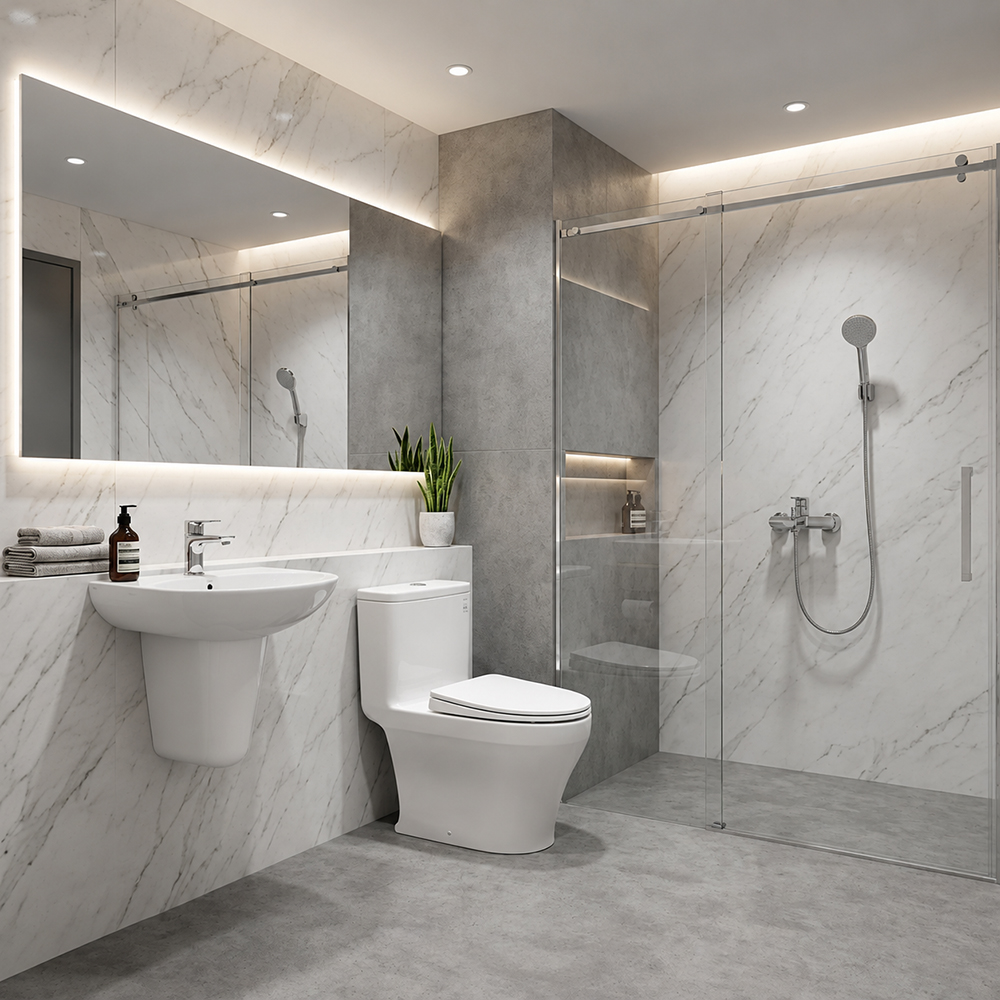 Phối cảnh combo thiết bị vệ sinh TOTO 2606