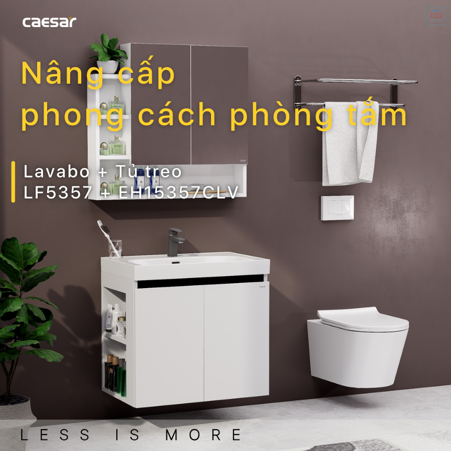 Lavabo kèm tủ treo Caesar LF5357 + EH15357CLV