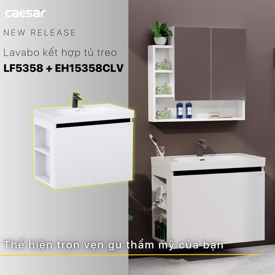 Lavabo kèm tủ treo Caesar LF5358 + EH15358CLV