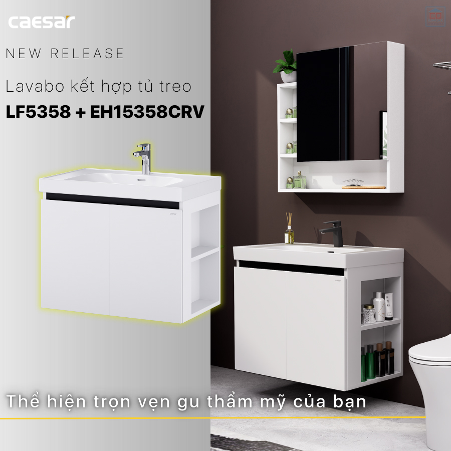 Lavabo kèm tủ treo Caesar LF5358 + EH15358CRV