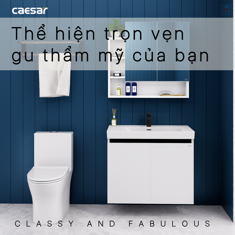 Tủ chậu treo tường Caesar LF5358 + EH15358CLV