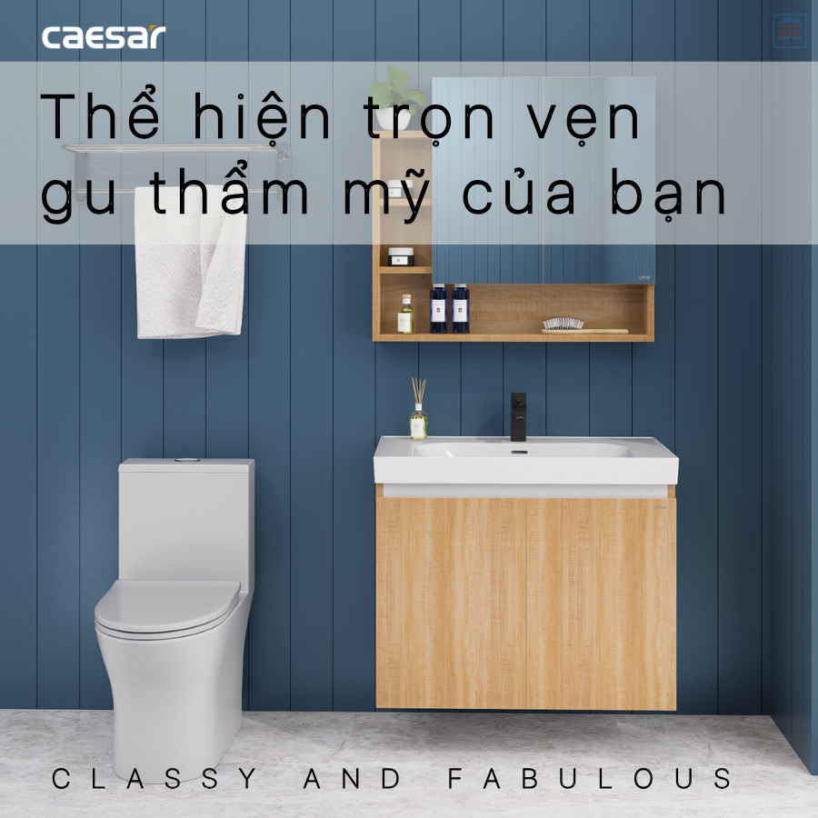 Tủ chậu treo tường Caesar LF5358 + EH15358CRW7V