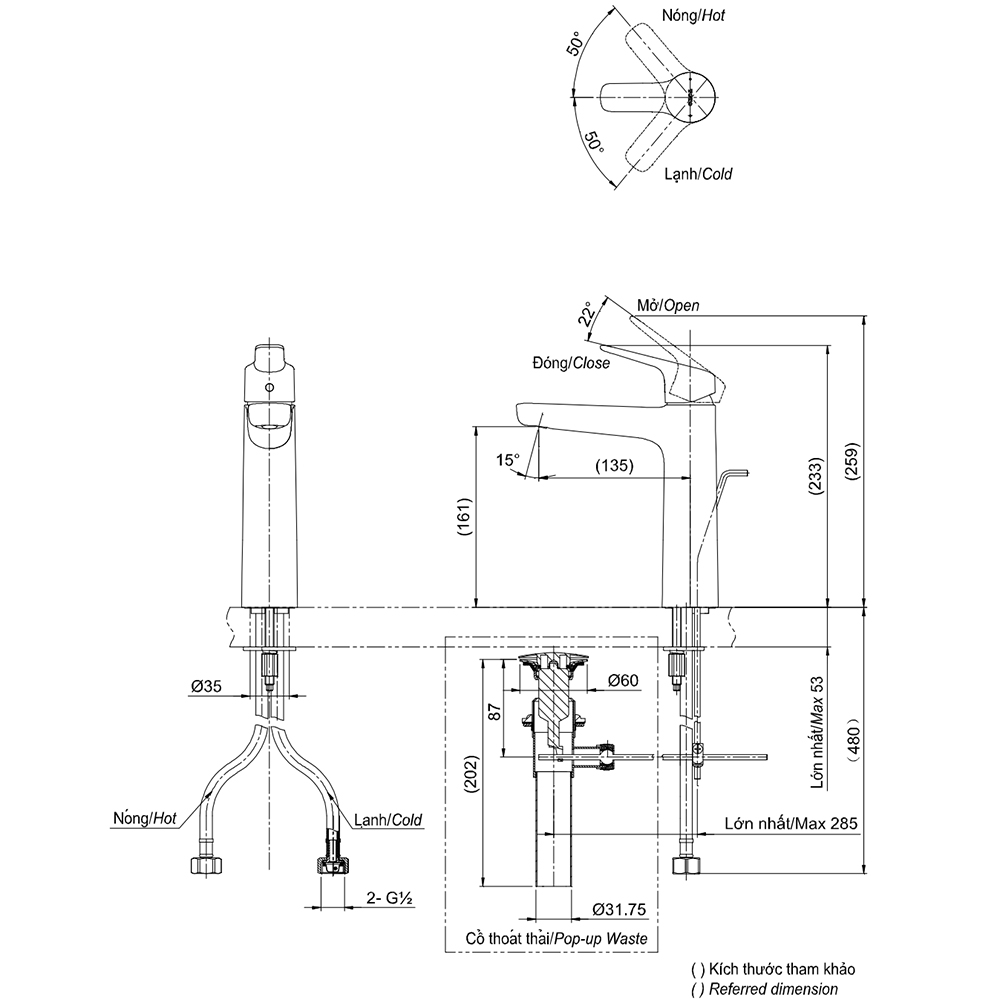 Bản vẽ kỹ thuật v&ograve;i chậu TOTO TLG03303V