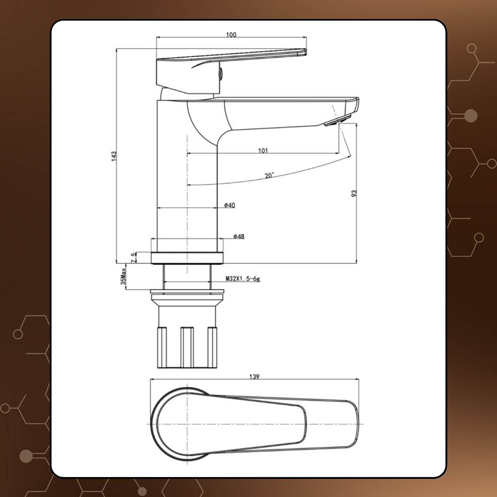 K&iacute;ch thước v&ograve;i chậu Basic BW-608V
