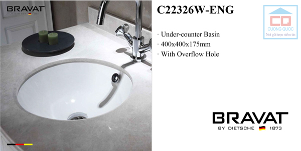 Chậu rửa mặt lavabo cao cấp Bravat C22326W-ENG