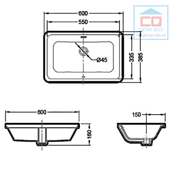 Thông số kỹ thuật Chậu rửa mặt lavabo cao cấp Bravat C22171W-ENG