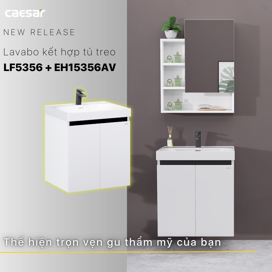 Lavabo kèm tủ treo Caesar LF5356 + EH15356AV