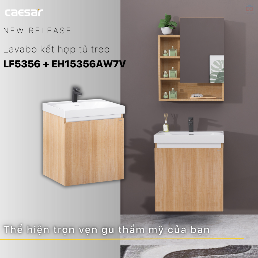 Lavabo kèm tủ treo Caesar LF5356 + EH15356AW7V