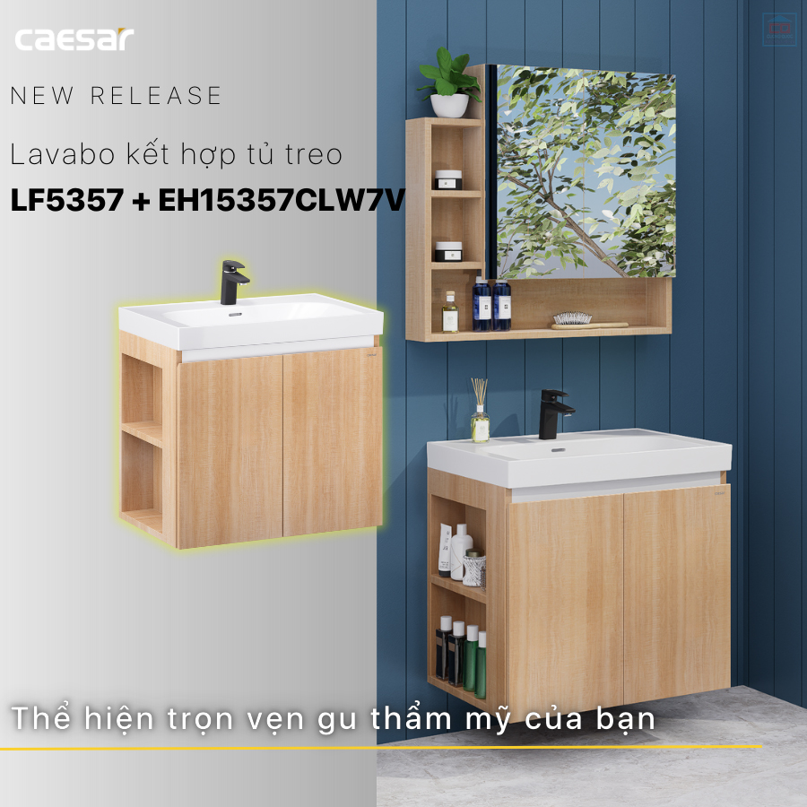Lavabo kèm tủ treo Caesar LF5357 + EH15357CLW7V