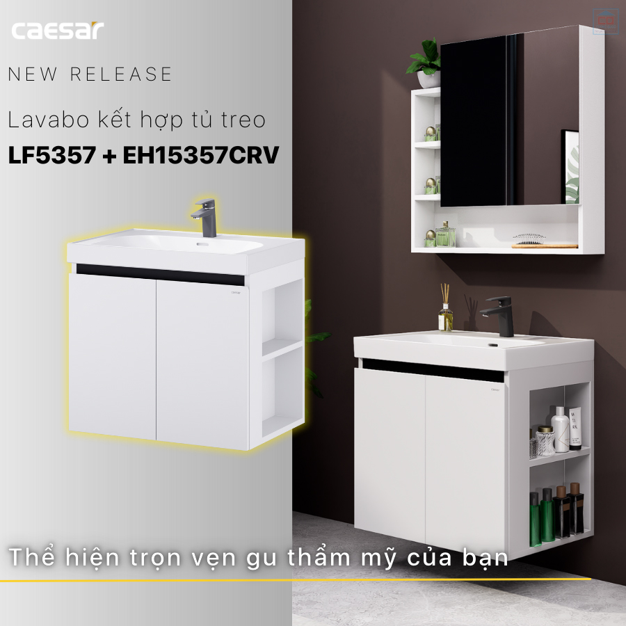 Lavabo kèm tủ treo Caesar LF5357 + EH15357CRV