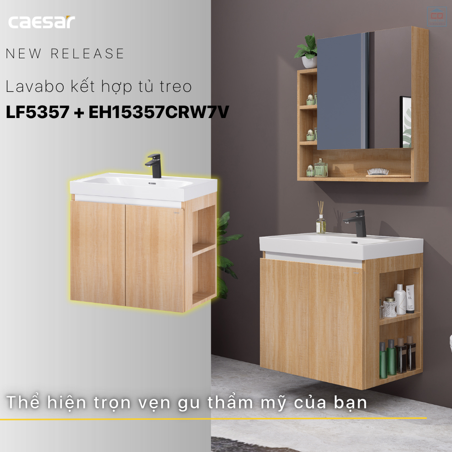 Lavabo kèm tủ treo Caesar LF5357 + EH15357CRW7V
