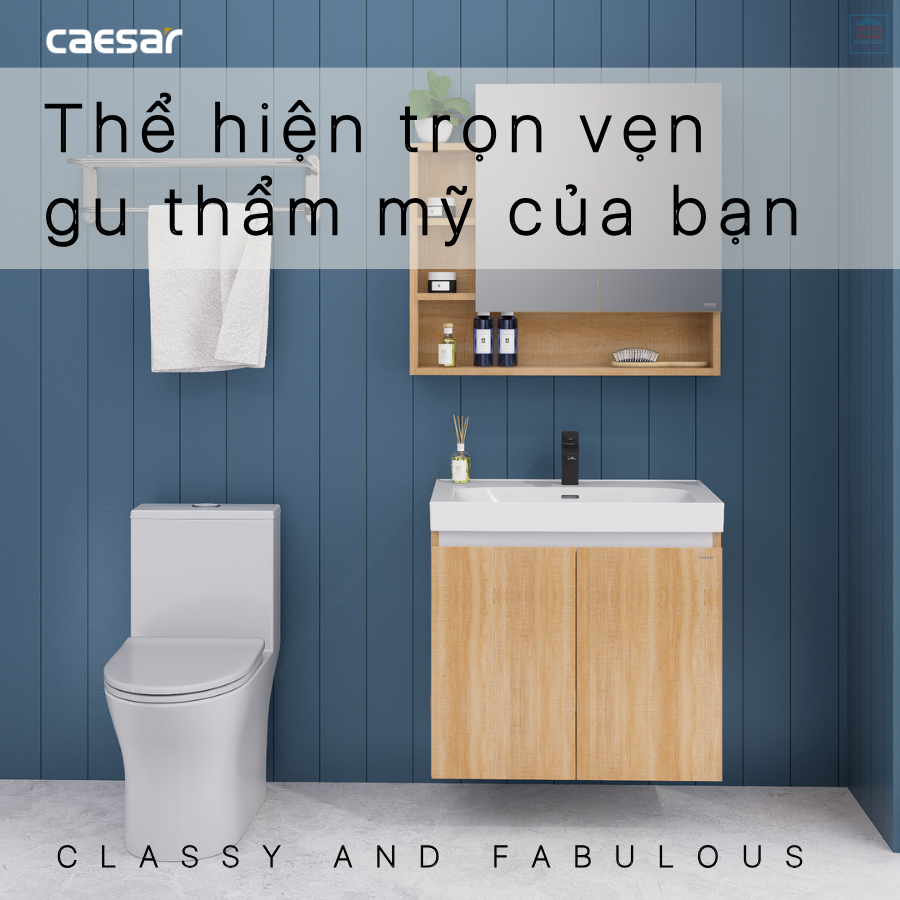 Tủ chậu treo tường Caesar LF5357 + EH15357CLW7V
