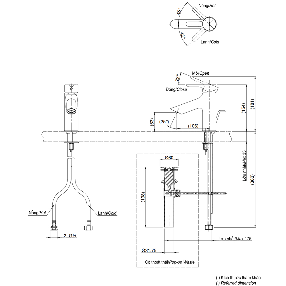 Bản vẽ kỹ thuật v&ograve;i chậu TOTO TLS01301V