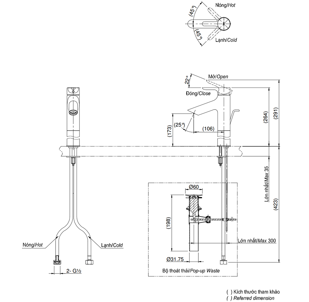 Bản vẽ kỹ thuật v&ograve;i chậu TOTO TLS01307V