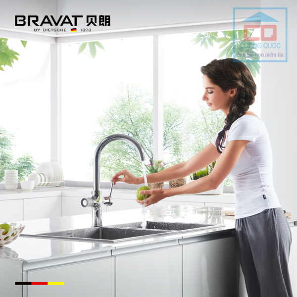 Vòi bếp nhiệt độ cao cấp 4 chức năng Bravat F7196243CP-RG