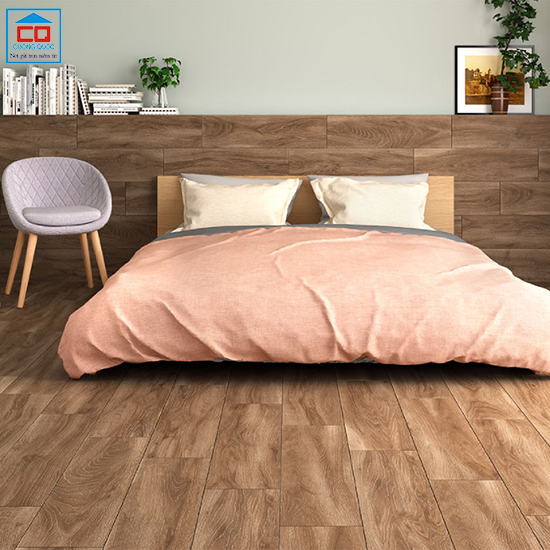 Phối cảnh gạch lát nền Vietceramics 2075SCCE vân gỗ