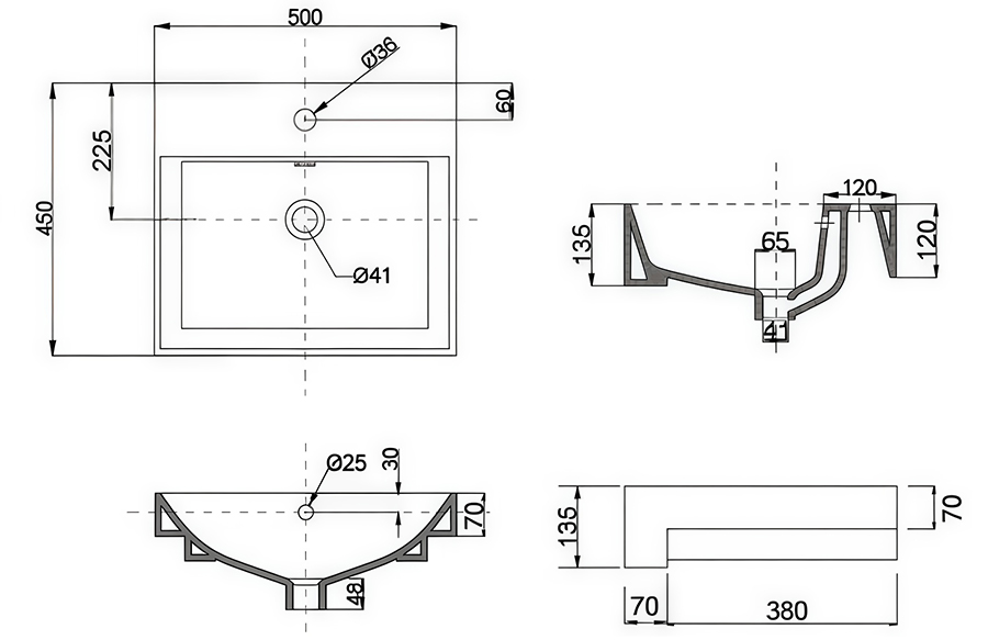 Bản vẽ kỹ thuật lavabo Caesar LF5301