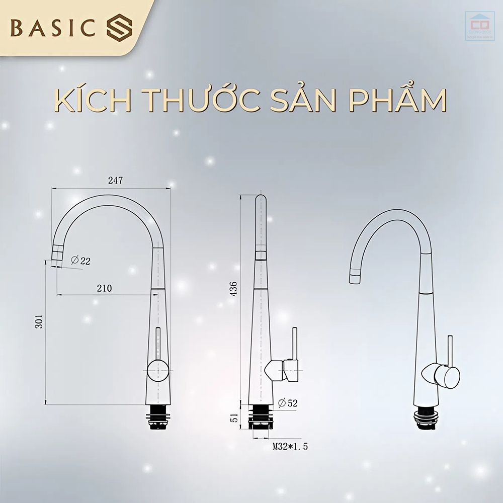 Bản vẽ kỹ thuật vòi bếp Basic BK-64062