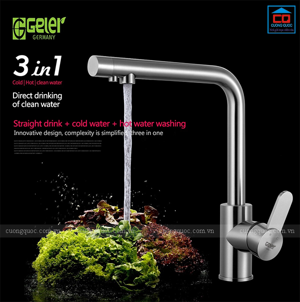 Vòi rửa bát 3 đường nước Geler GL-3040