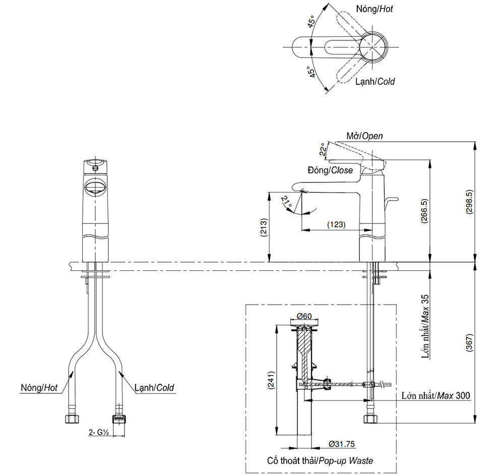 Bản vẽ kỹ thuật v&ograve;i chậu TOTO TVLM112NS