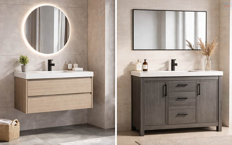 Nên chọn tủ chậu lavabo treo tường hay đặt sàn