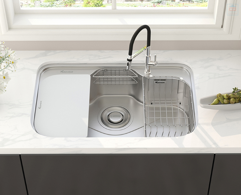 Chậu rửa bát 1 hố tối đa công năng