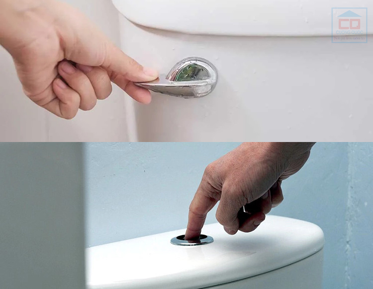 Nên dùng bồn cầu xả nút nhấn hay xả tay gạt