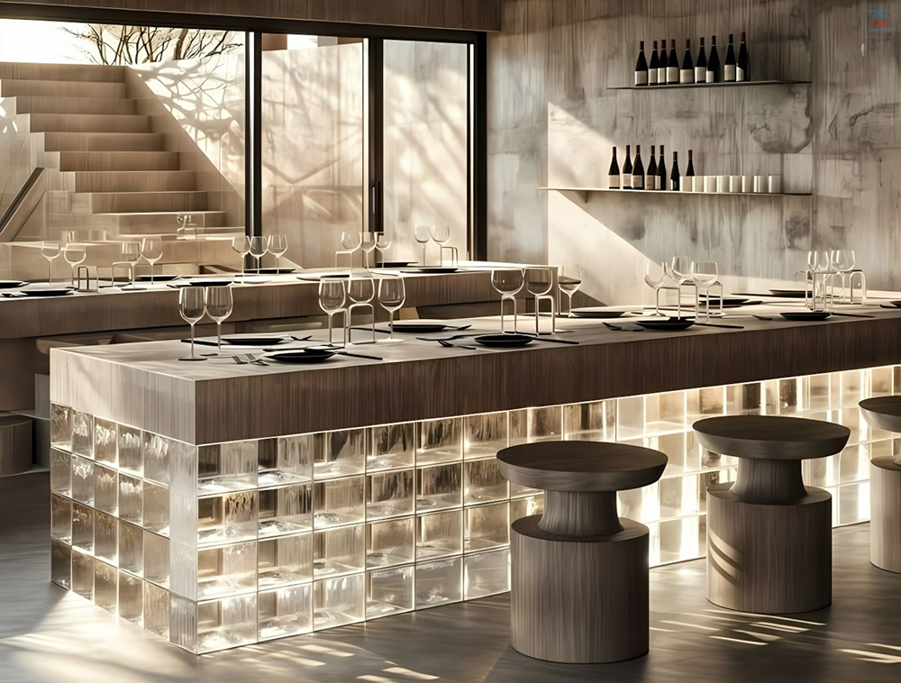 Ứng dụng gạch kính làm quầy bar