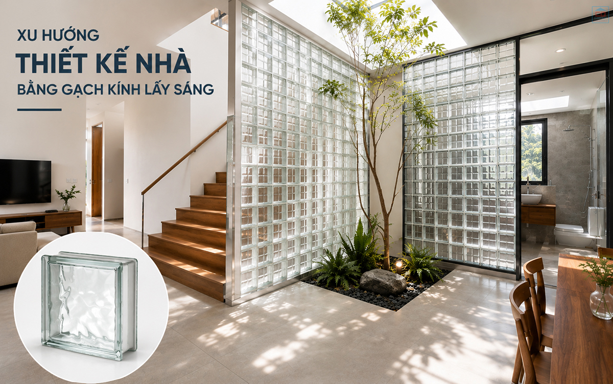 Xu hương thiết kế nhà bằng gạch kính lấy sáng