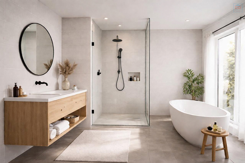 Phân chia khu vực trong phòng tắm