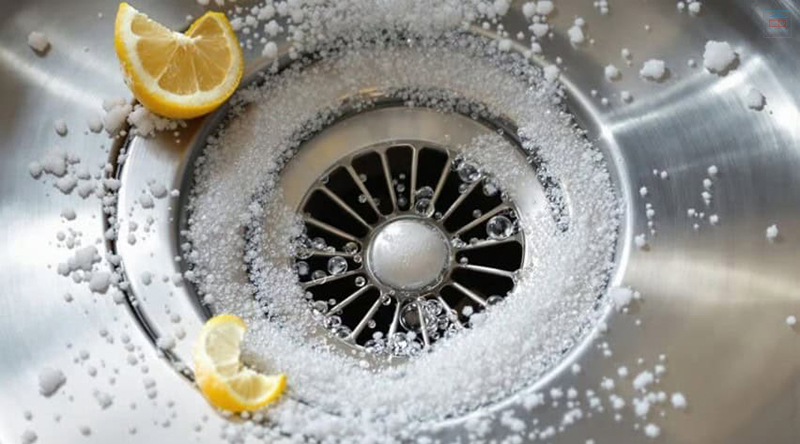 Vệ sinh chậu rửa bát bằng chanh và muối