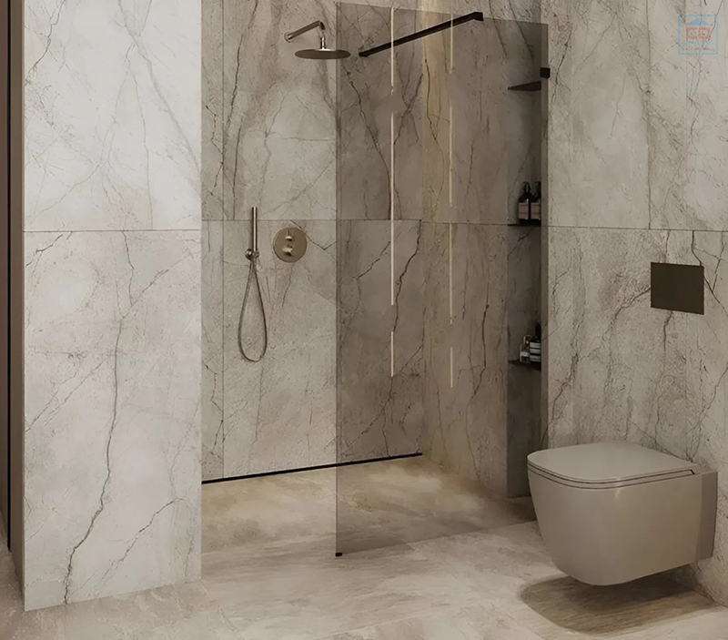 Gạch khổ lớn ốp lát nhà tắm nhỏ