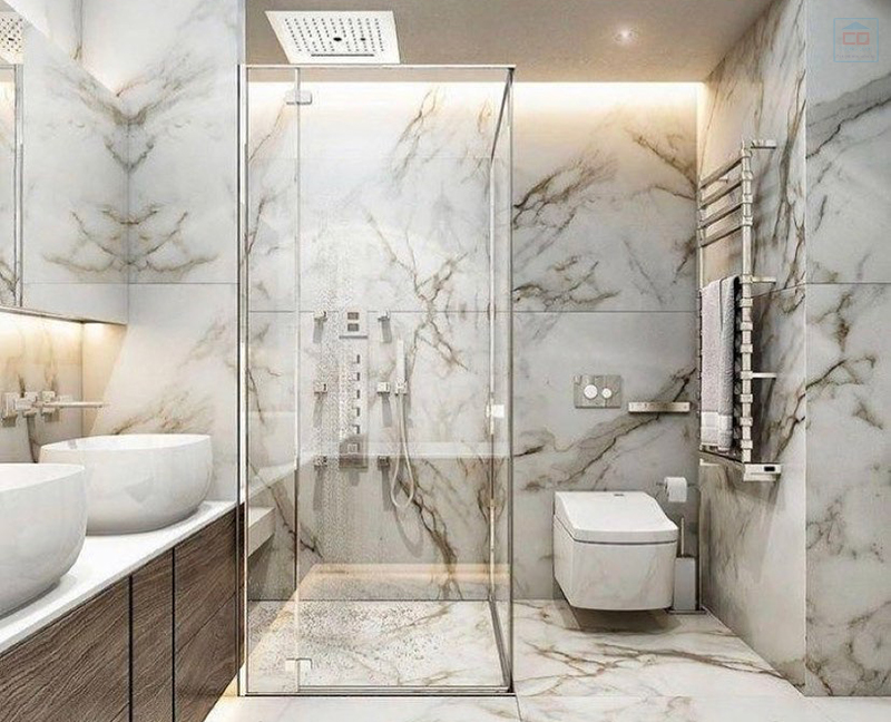 Gạch khổ lớn trong nhà tắm nhỏ