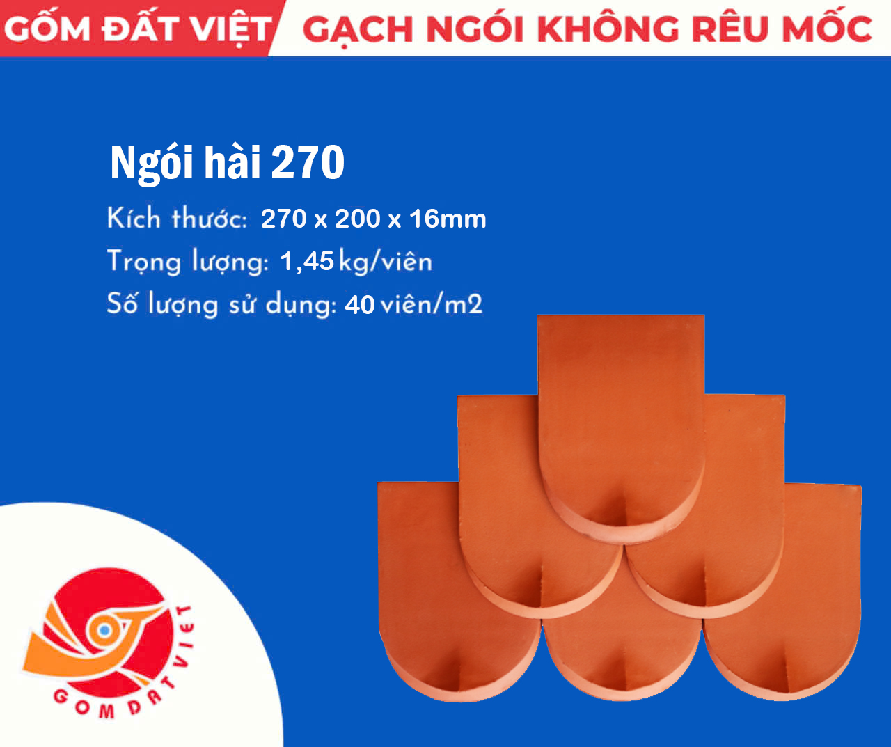 Ngói hài 270 truyền thống