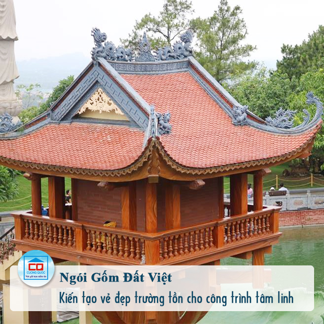 Ngói vảy cá Gốm Đất Việt tại công trình chùa Một Cột