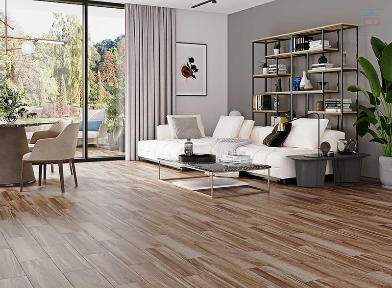 Gạch vân gỗ lát phòng khách