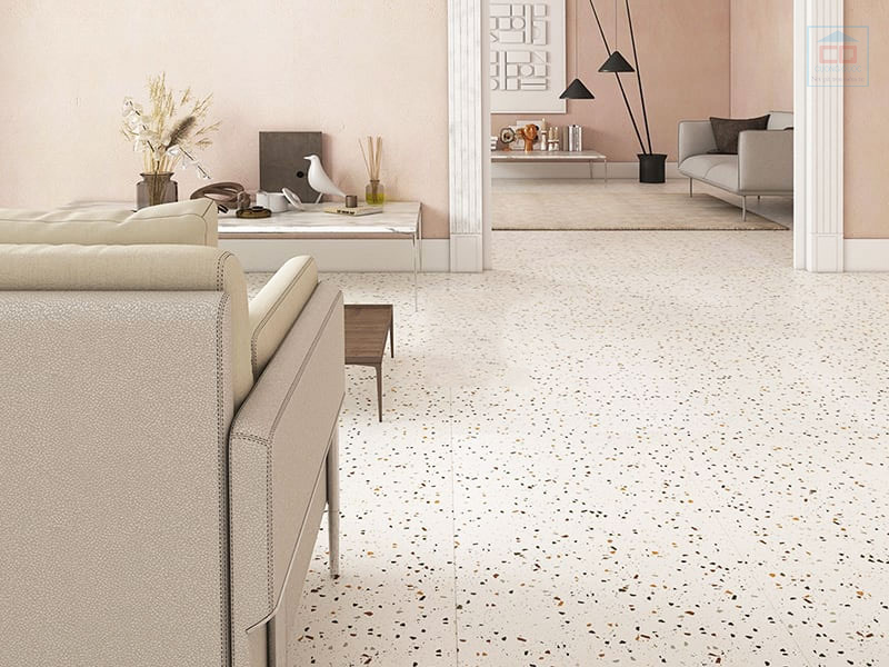 Gạch vân terrazzo lát phòng khách