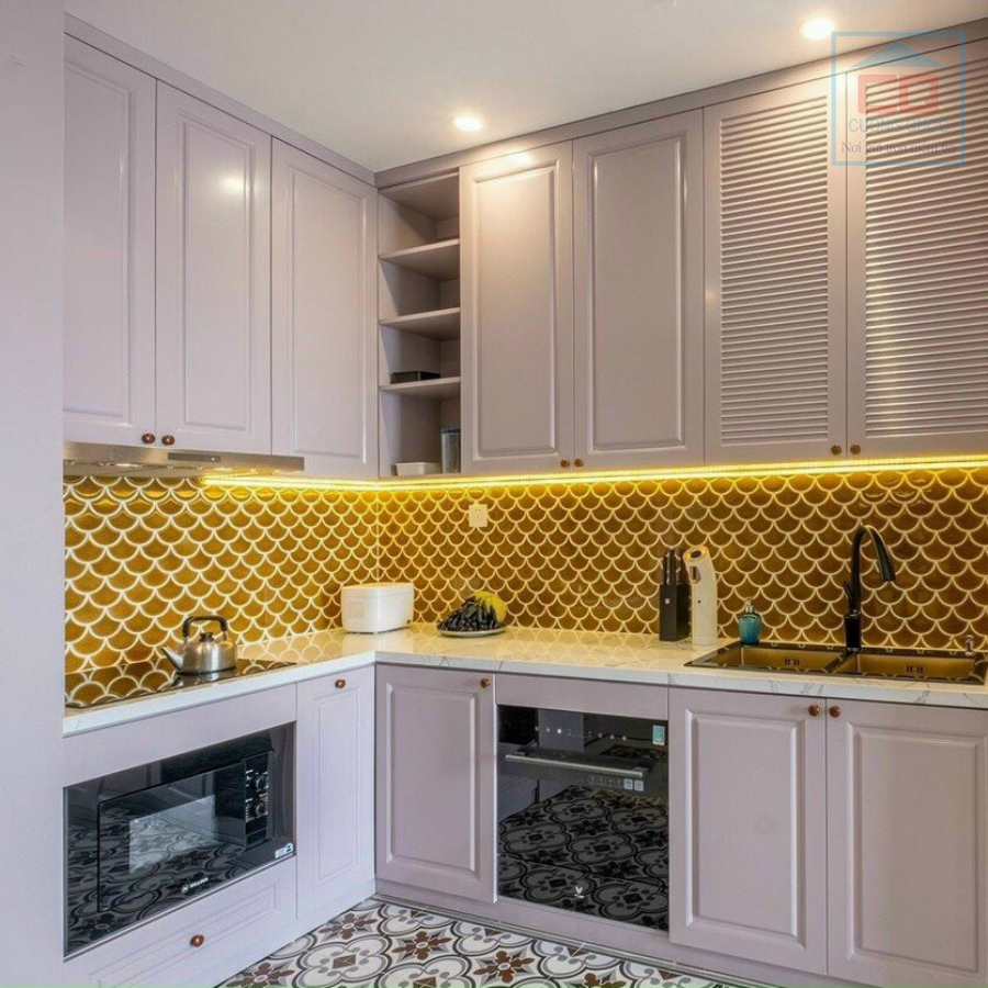 Phòng mẫu gạch mosaic vảy cá XFB90070