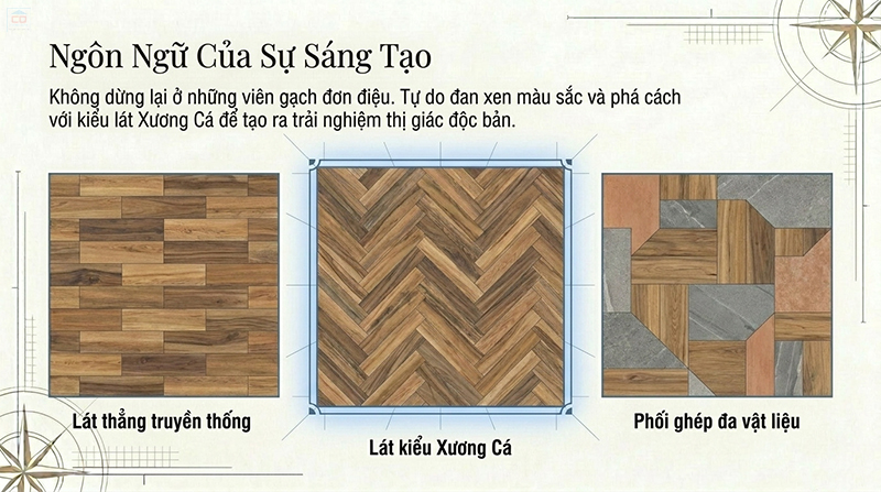 Các kiểu lát gạch vân gỗ